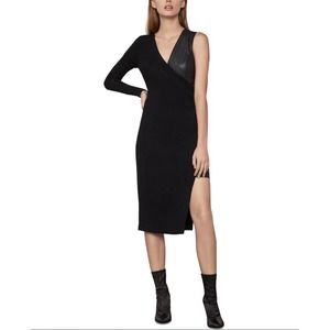 BCBGMAXAZRIA Mixed Media Asymmetric Jersey Dress M-NWOT